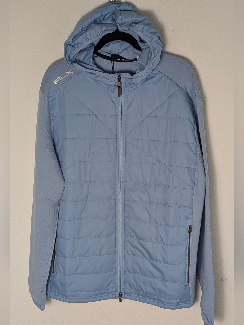 RLX Ralph Lauren Men's Sz XL Blue Full Zip Hooded Wool Blend Golf Jacket $268